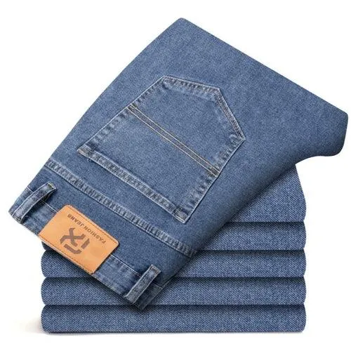 New Autumn Men's Blue Straight leg Jeans Business Casual