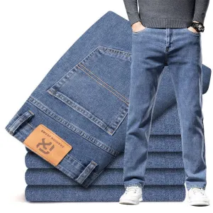 New Autumn Men's Blue Straight leg Jeans Business Casual