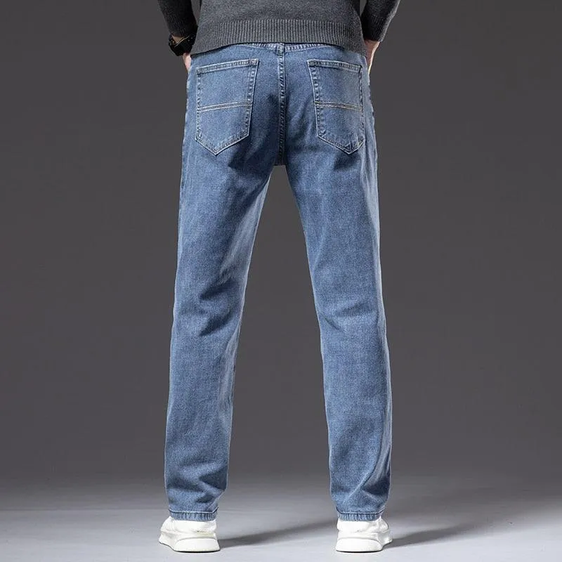 New Autumn Men's Blue Straight leg Jeans Business Casual