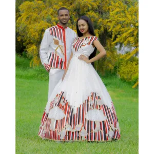 Oromo Couple's Wedding Cloth for Men and Women Handwoven Wedding Habesha Cloth Habesha Kemisá