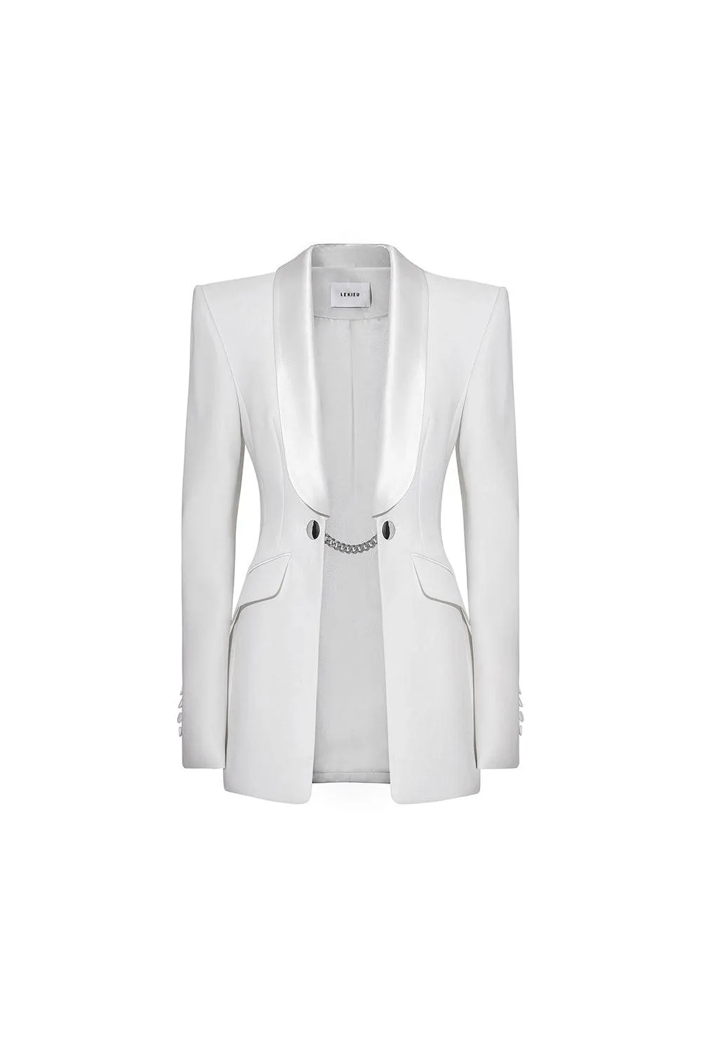 Ourense Straight Square Shoulder Satin Crepe Blazer