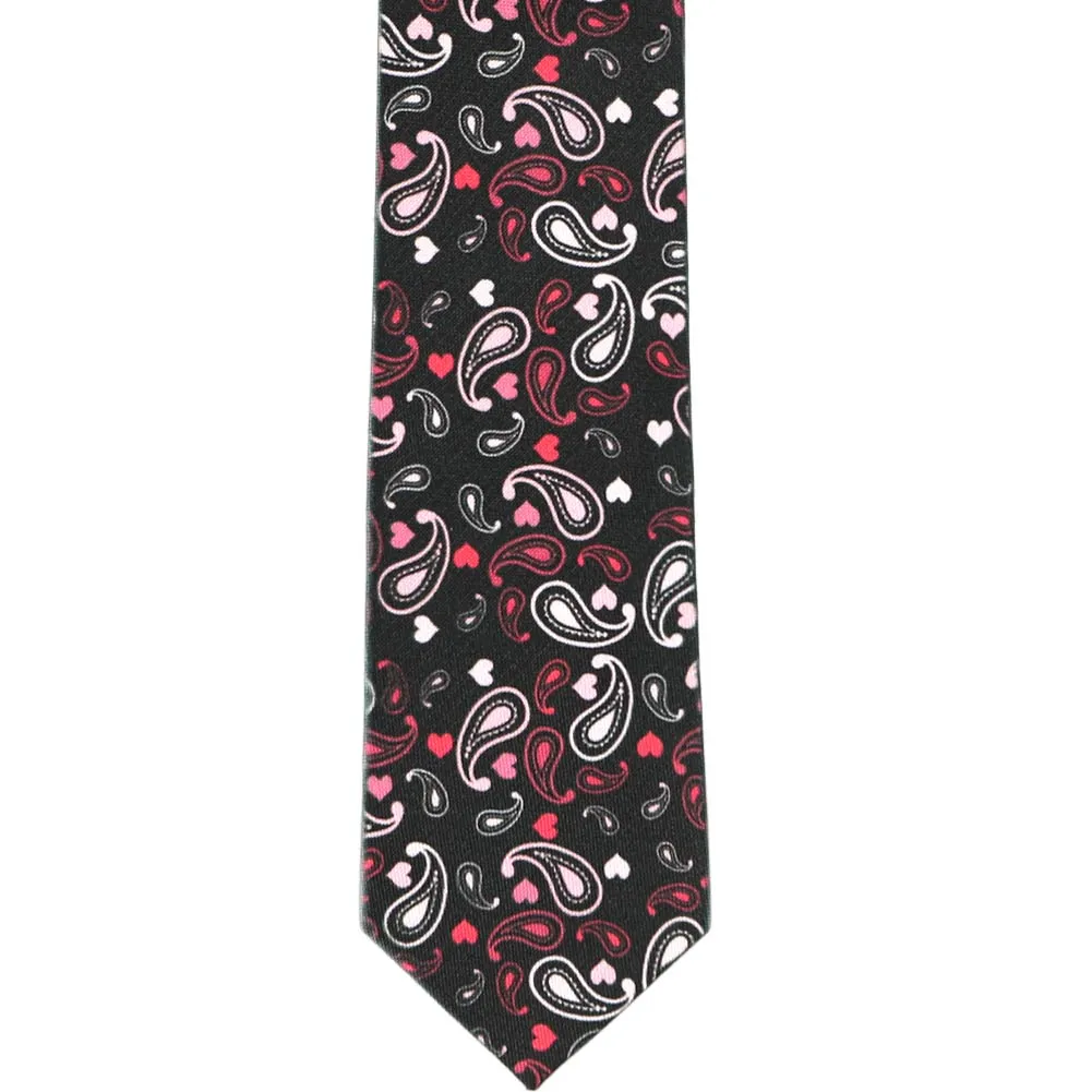 Paisley Heart Slim Necktie, 2.5" Width