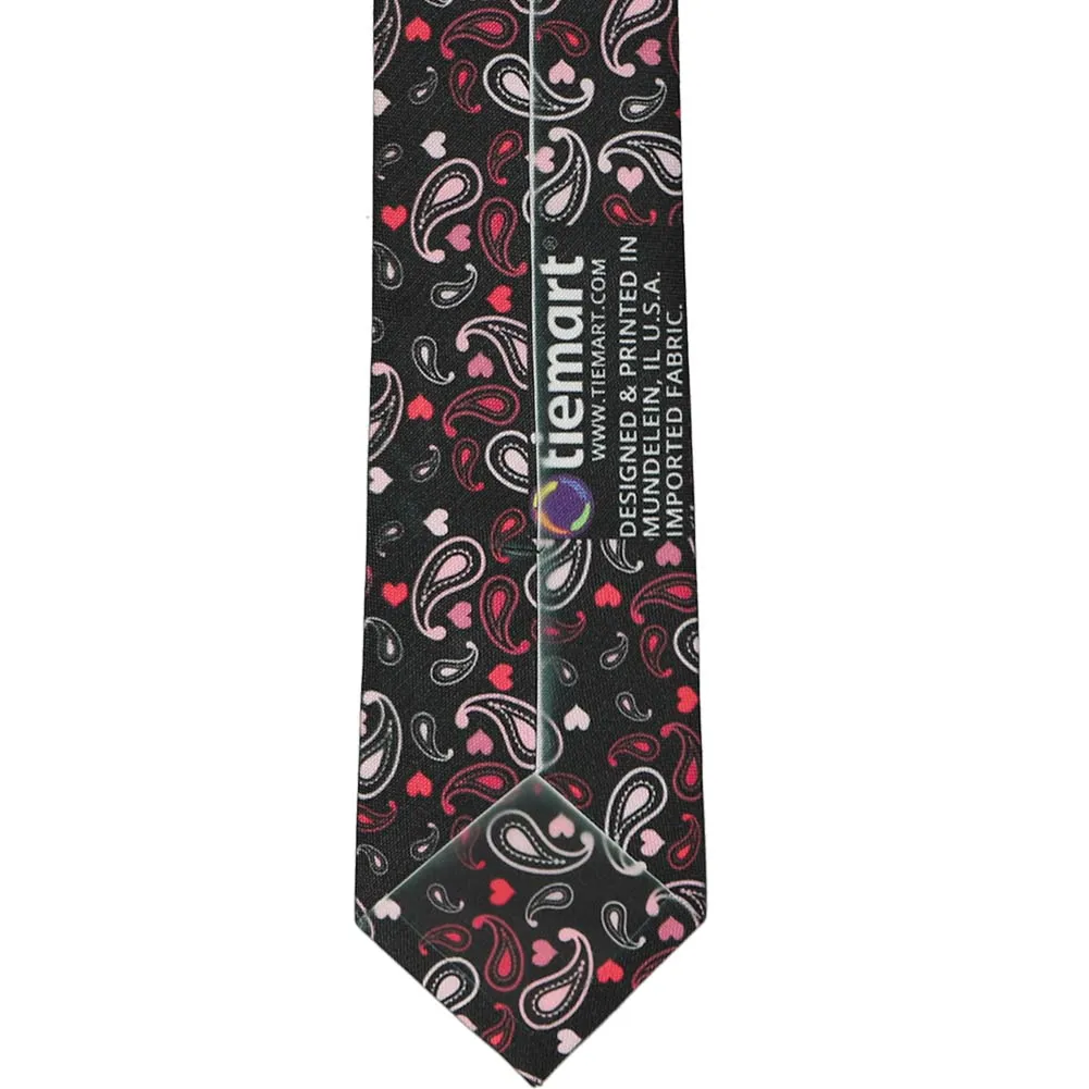 Paisley Heart Slim Necktie, 2.5" Width