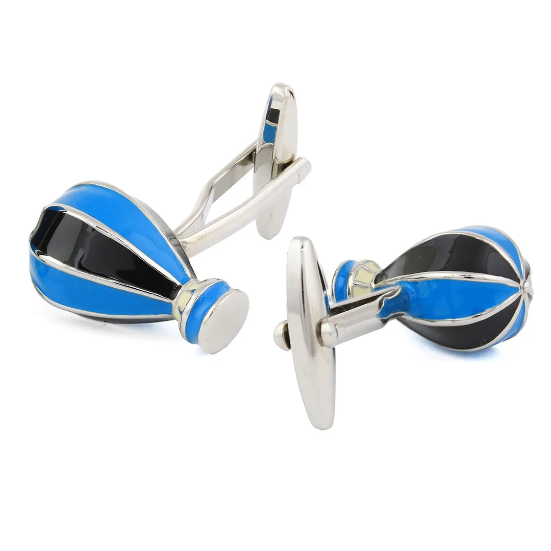 Peluche Hot Air Balloon Blue and Black Cufflinks