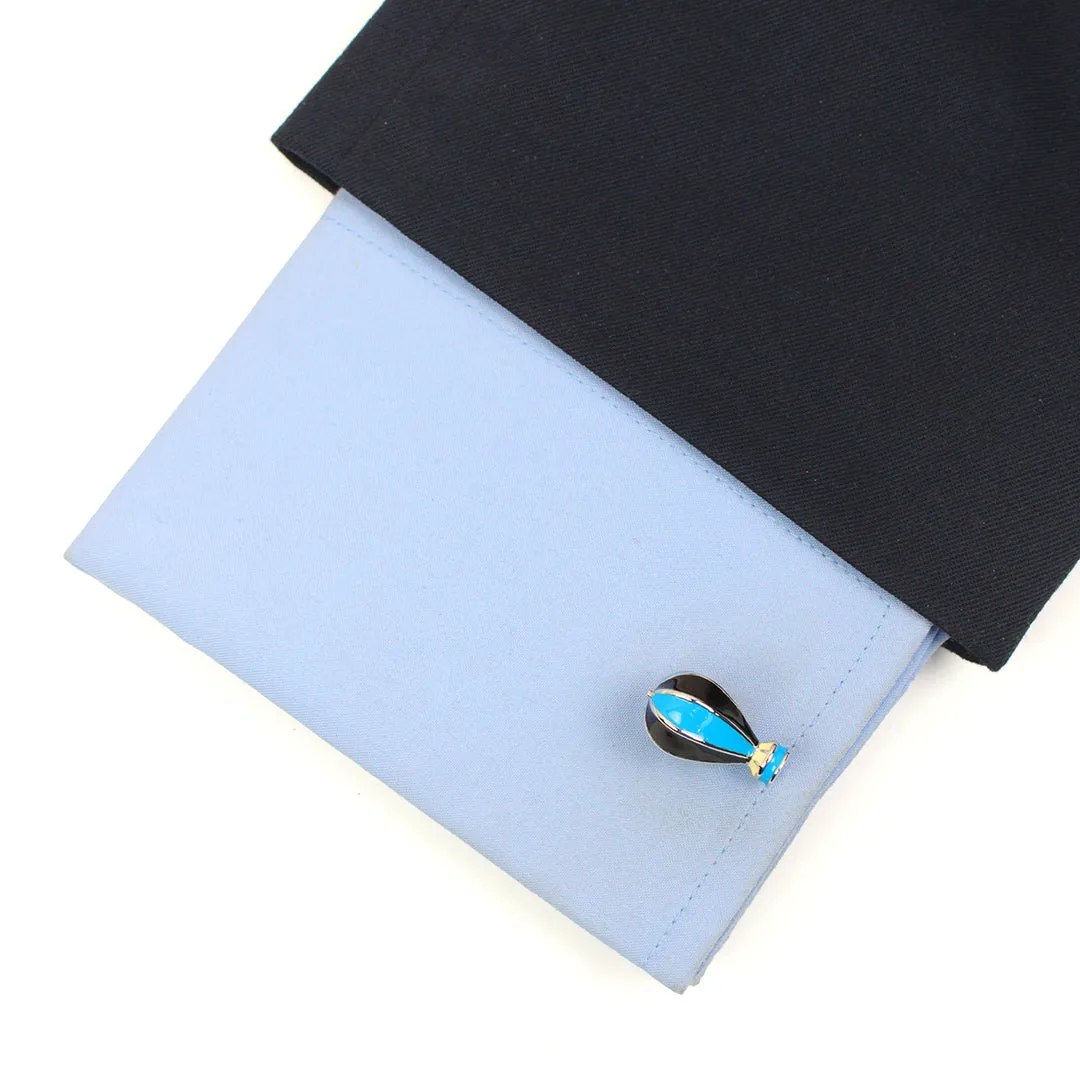 Peluche Hot Air Balloon Blue and Black Cufflinks