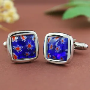 Peluche Quirky Floral Blossom Blue Cufflinks