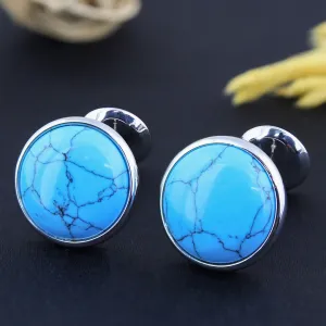 Peluche Turquoise Button Cufflinks