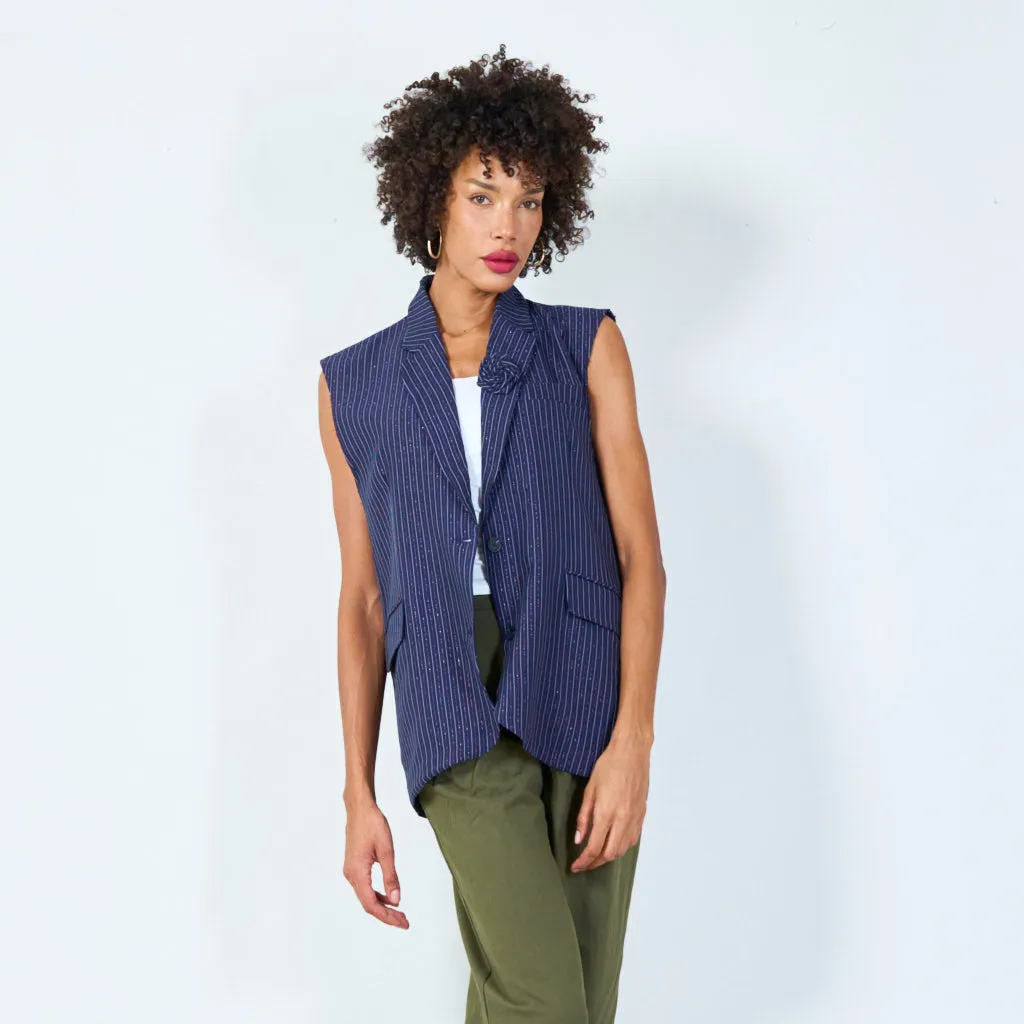 Pinstripe vest with tailored fit wholesale