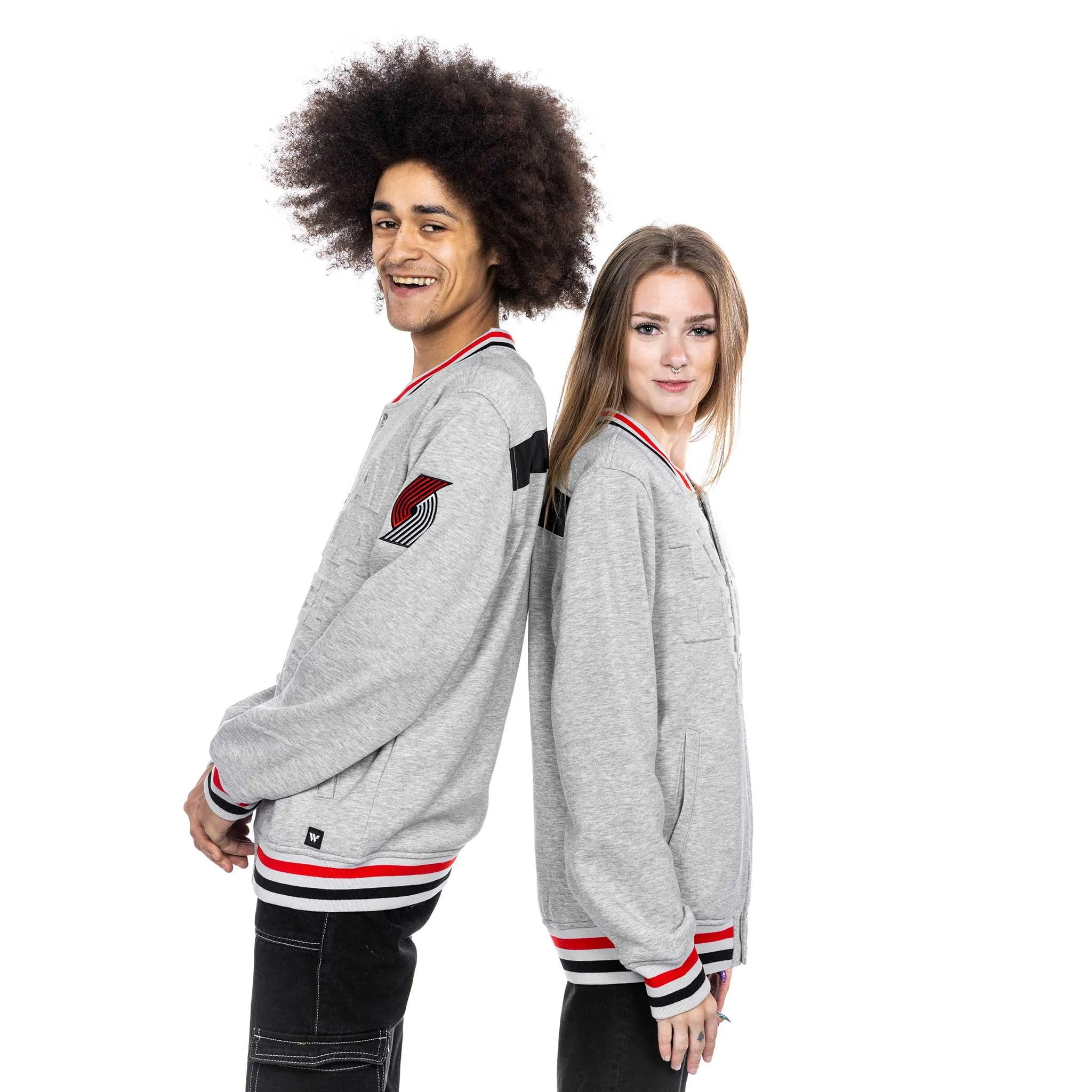 Portland Trail Blazers Wild Collective Gray Quilted Bomber Jacket