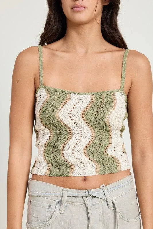 Printed Crochet Top