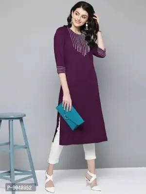 Purple Rayon Embroidered Kurtas For Women