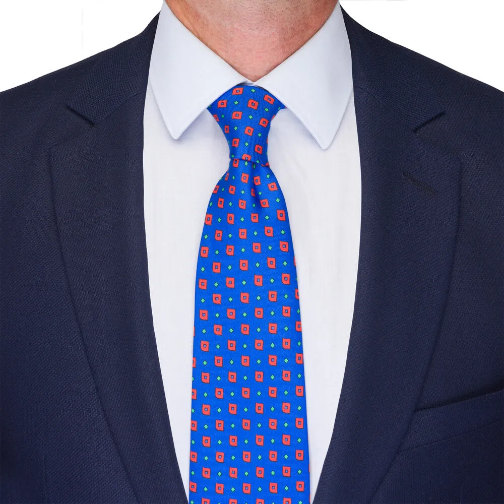 Royal Blue and Red Micro Motif Twill Silk Tie