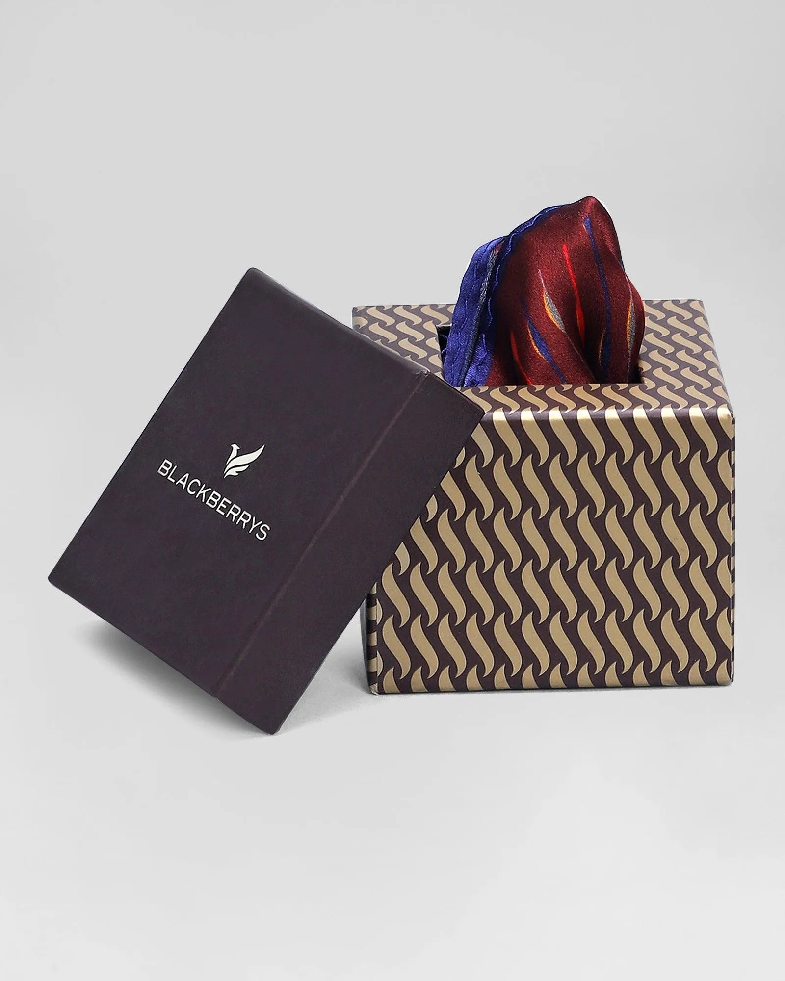 Silk Maroon Black Printed Pocket Square - Rondel