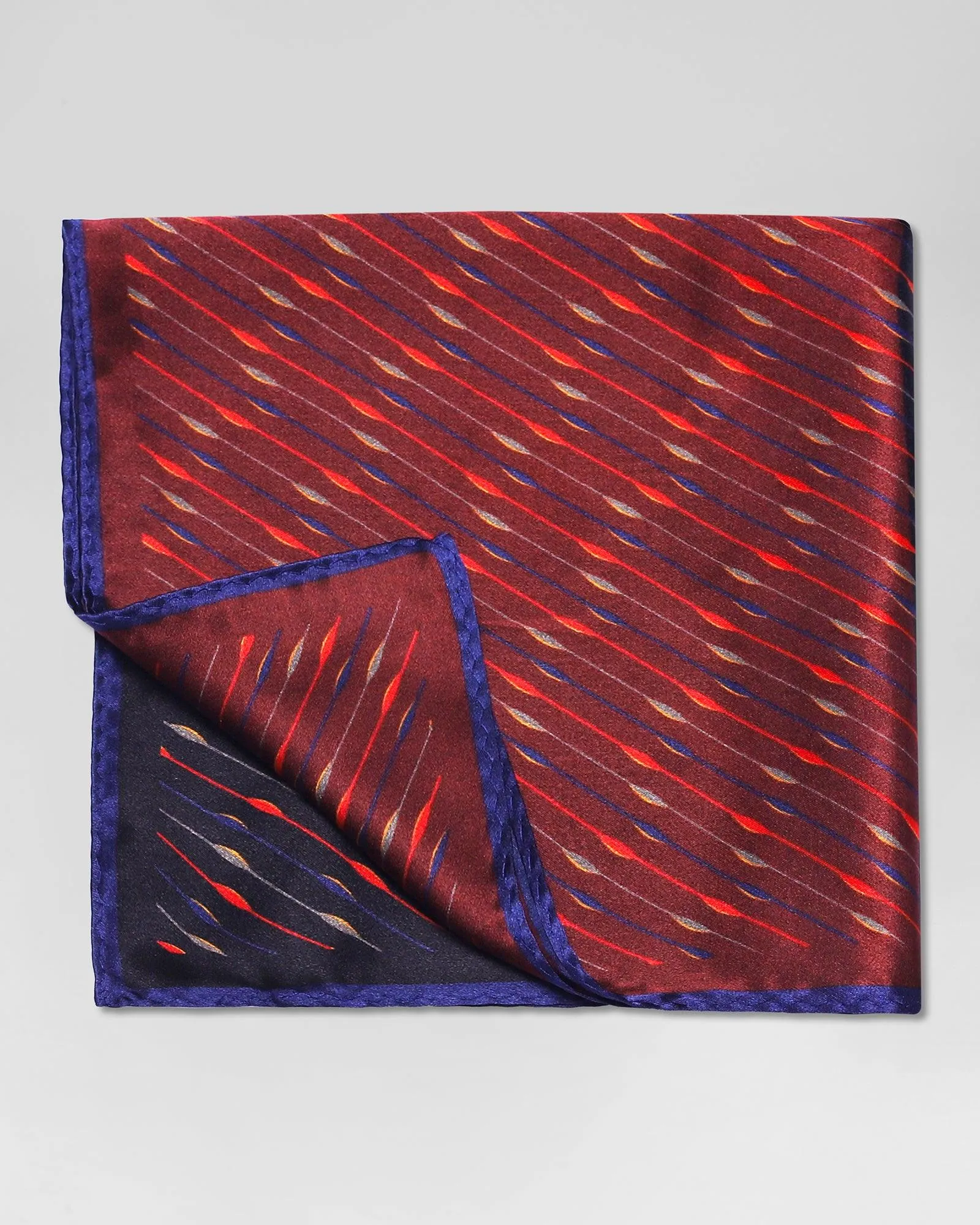 Silk Maroon Black Printed Pocket Square - Rondel