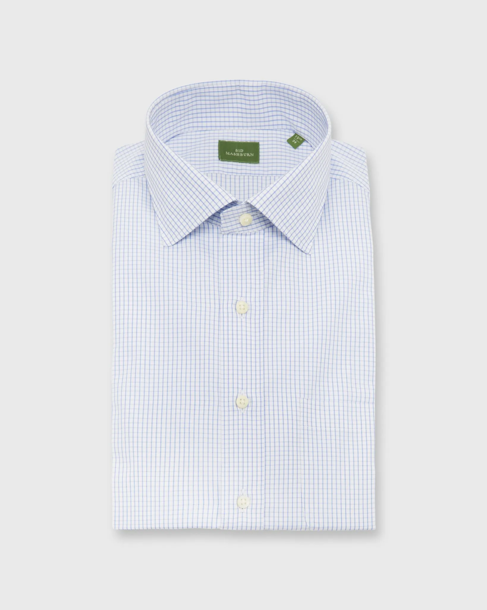 Spread Collar Dress Shirt in Dutch Blue Graph Check Poplin