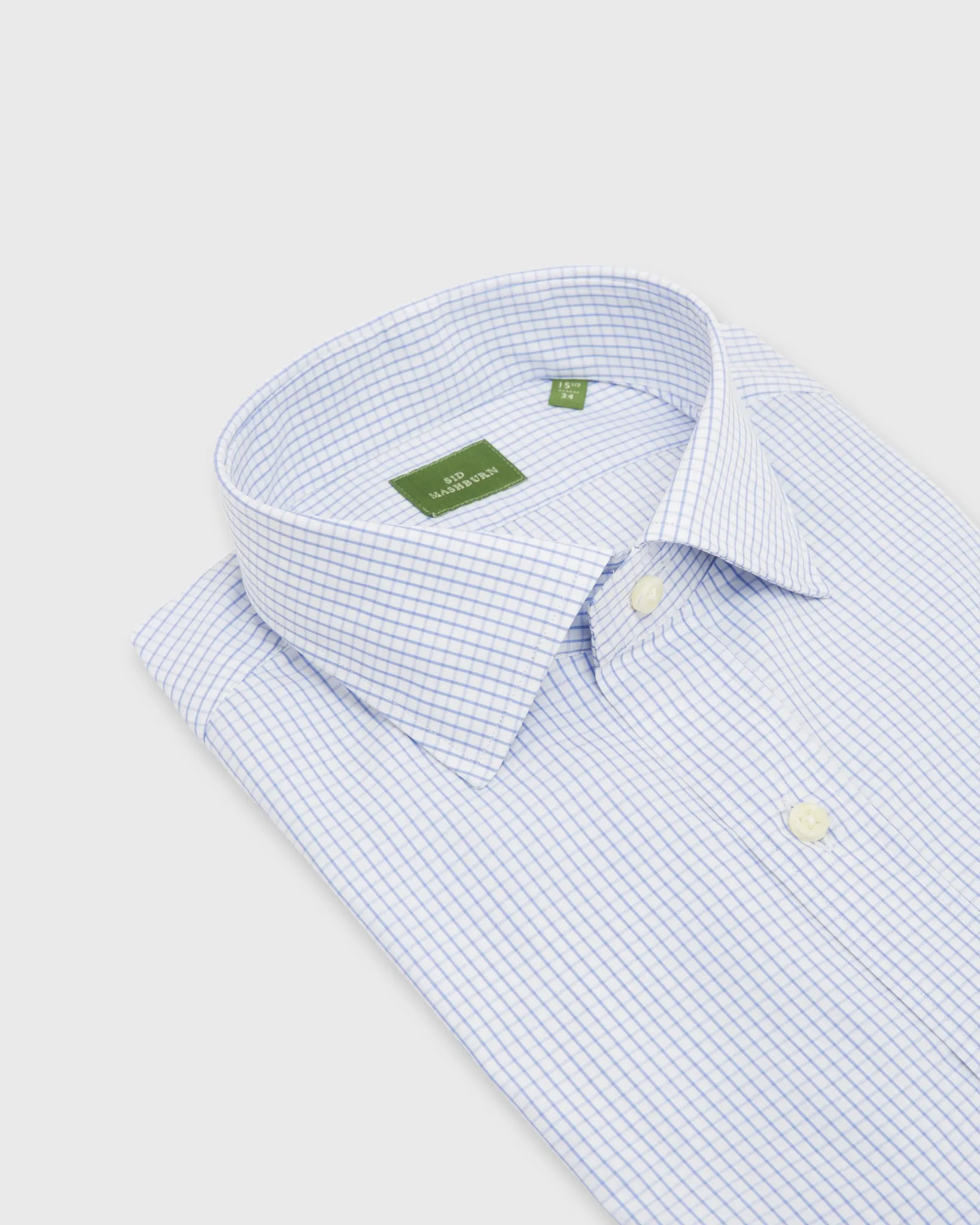 Spread Collar Dress Shirt in Dutch Blue Graph Check Poplin