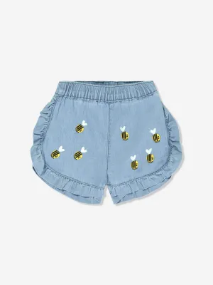 Stella McCartney Baby Girls Denim Bee Shorts in Blue