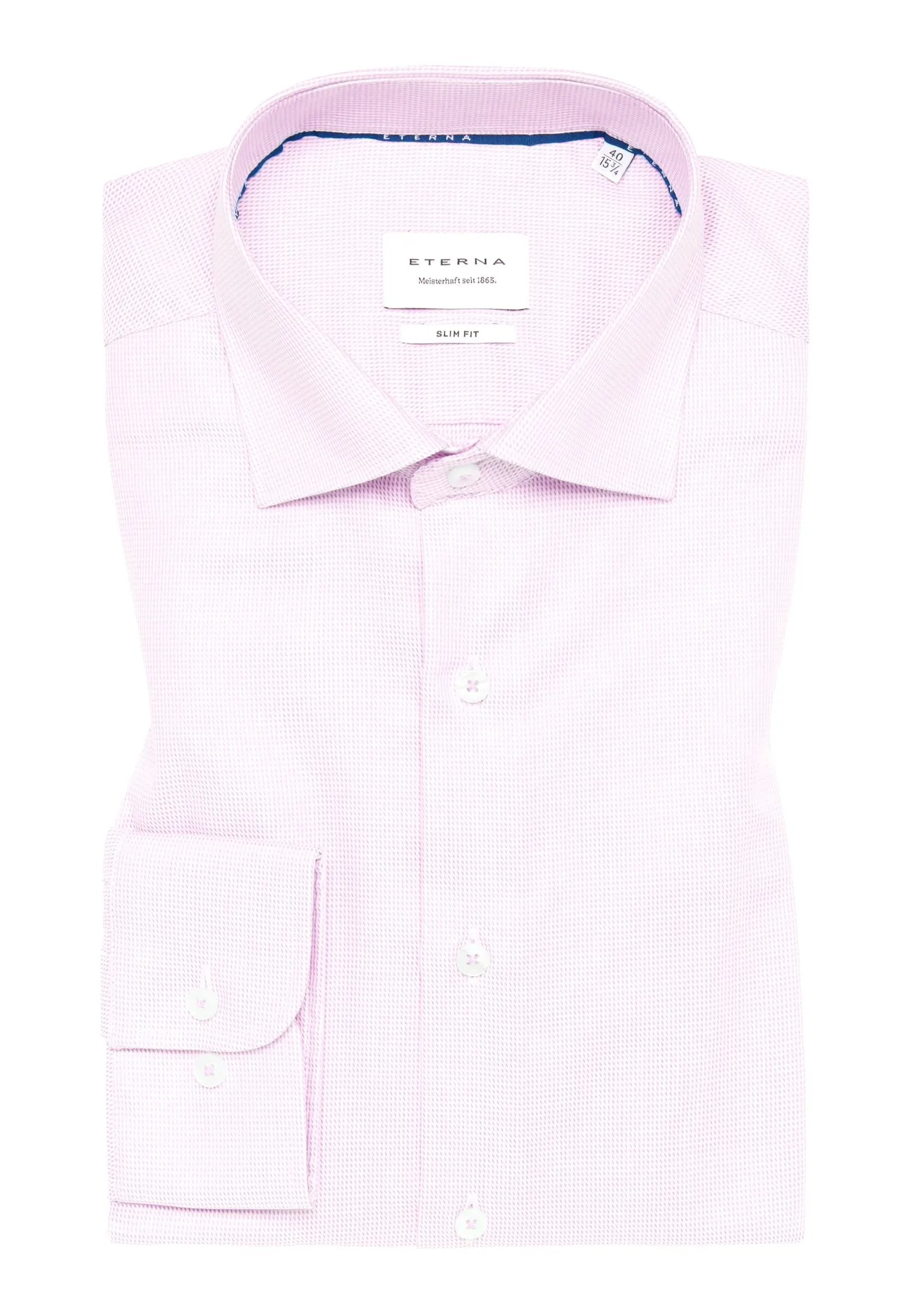 'Structured Twill' In Pink - Slim Fit - Textured Weave Cotton Twill Dress Shirt with Cutaway Collar by Eterna 1863