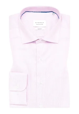 'Structured Twill' In Pink - Slim Fit - Textured Weave Cotton Twill Dress Shirt with Cutaway Collar by Eterna 1863