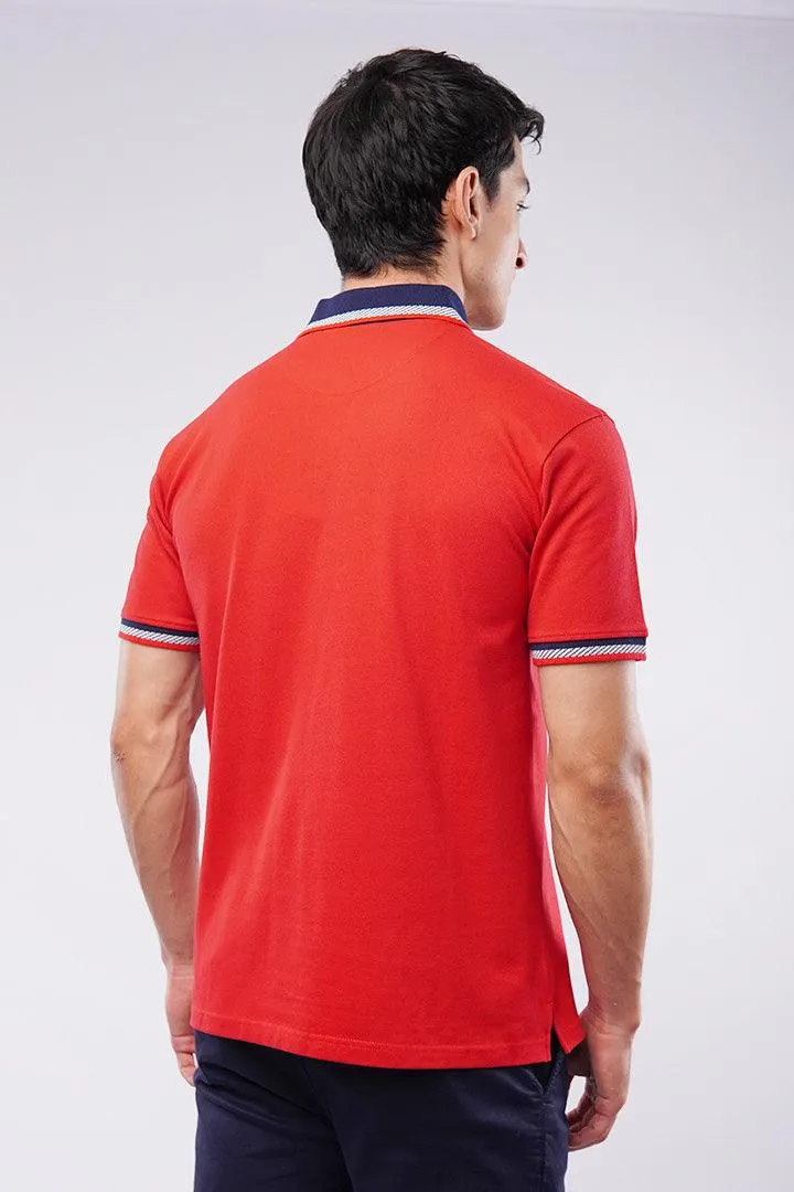 Tipping Collar Polo Shirt - Red