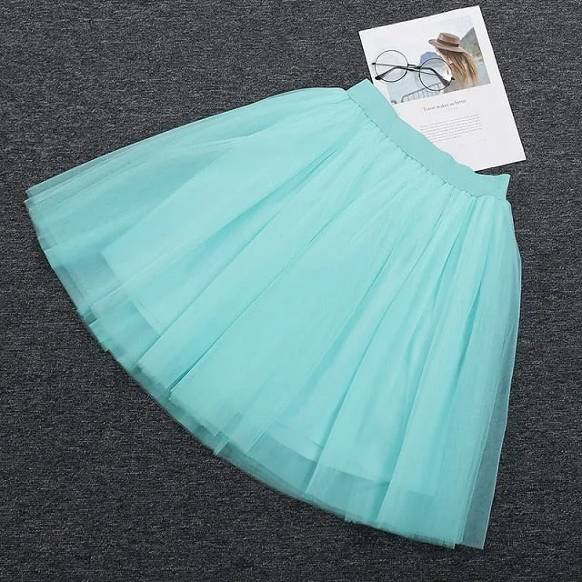 VenusFox Lolita 5 Layers Tulle Bridesmaids Midi Skirt