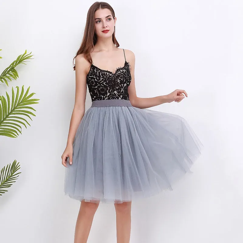 VenusFox Lolita 5 Layers Tulle Bridesmaids Midi Skirt