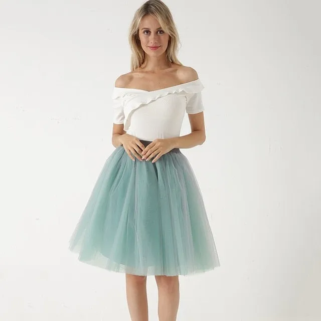 VenusFox Lolita 5 Layers Tulle Bridesmaids Midi Skirt