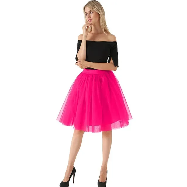 VenusFox Lolita 5 Layers Tulle Bridesmaids Midi Skirt