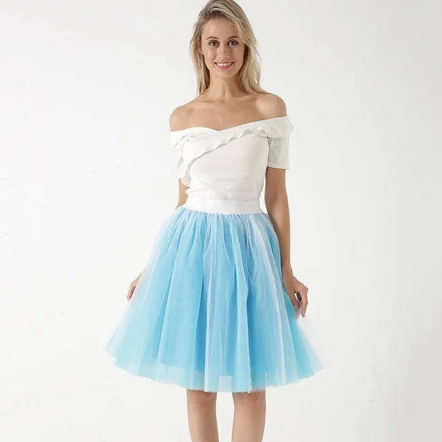 VenusFox Lolita 5 Layers Tulle Bridesmaids Midi Skirt