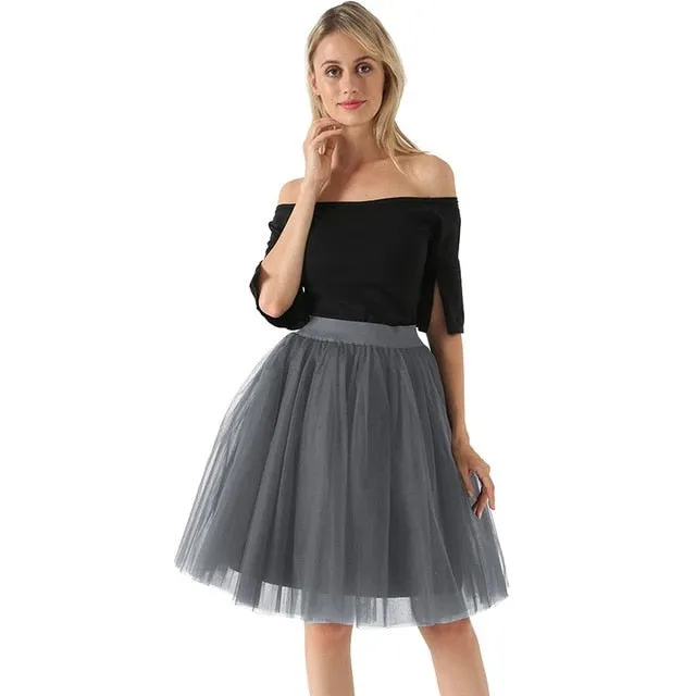 VenusFox Lolita 5 Layers Tulle Bridesmaids Midi Skirt