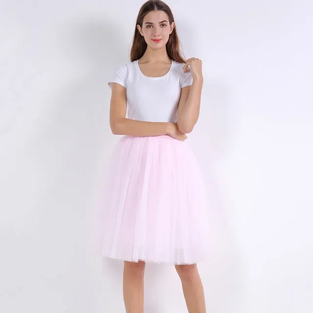 VenusFox Lolita 5 Layers Tulle Bridesmaids Midi Skirt