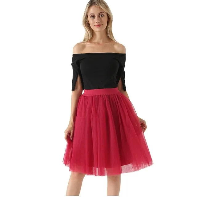 VenusFox Lolita 5 Layers Tulle Bridesmaids Midi Skirt