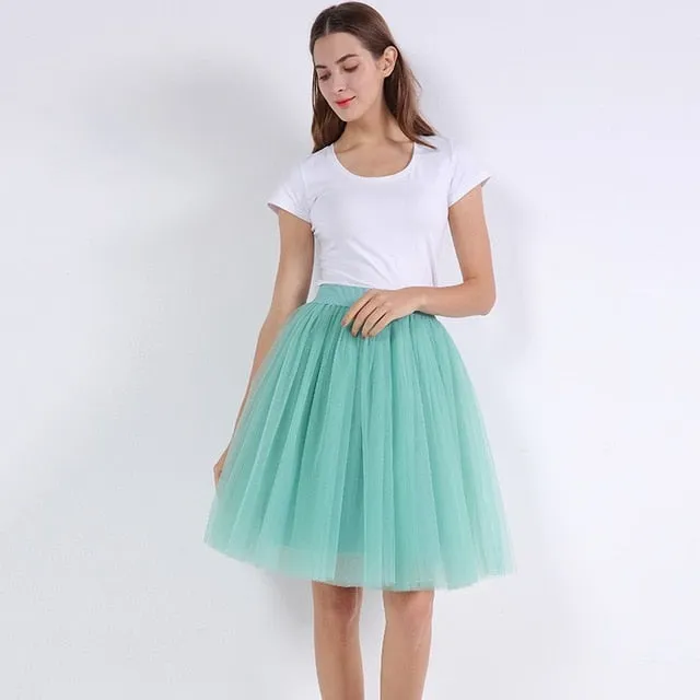 VenusFox Lolita 5 Layers Tulle Bridesmaids Midi Skirt