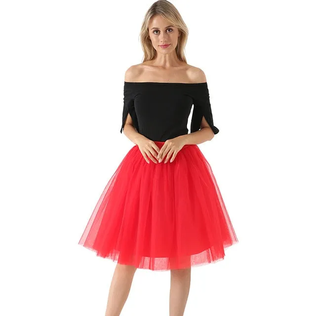 VenusFox Lolita 5 Layers Tulle Bridesmaids Midi Skirt