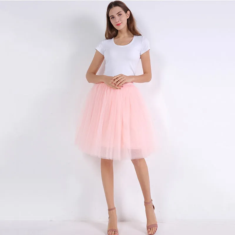 VenusFox Lolita 5 Layers Tulle Bridesmaids Midi Skirt