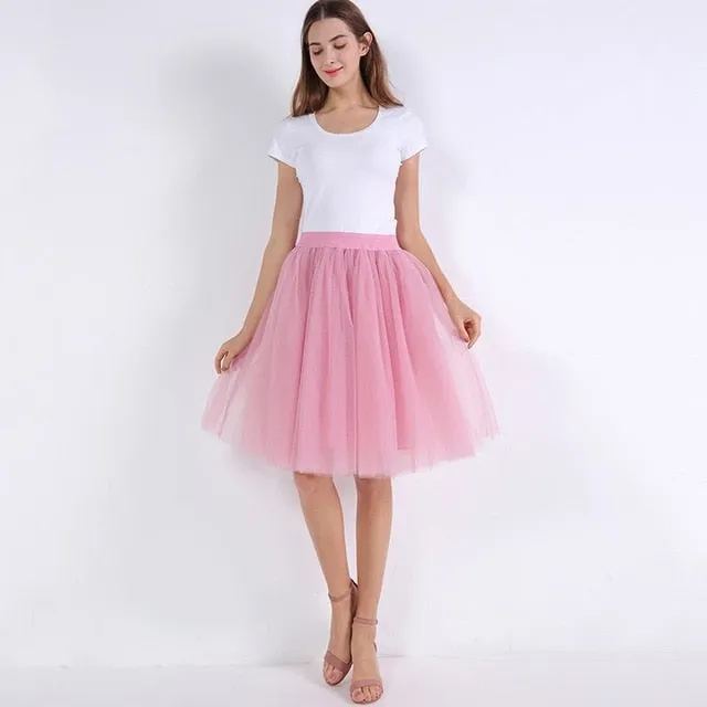 VenusFox Lolita 5 Layers Tulle Bridesmaids Midi Skirt