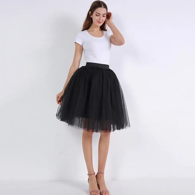 VenusFox Lolita 5 Layers Tulle Bridesmaids Midi Skirt