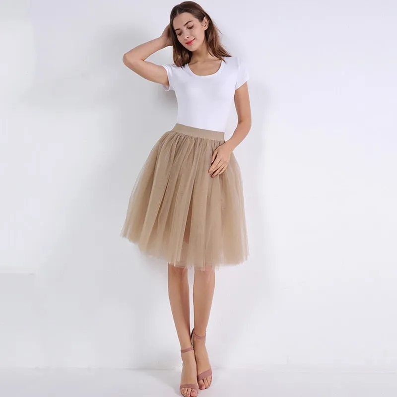 VenusFox Lolita 5 Layers Tulle Bridesmaids Midi Skirt