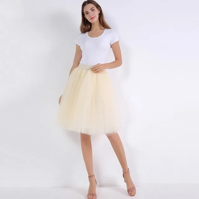 VenusFox Lolita 5 Layers Tulle Bridesmaids Midi Skirt