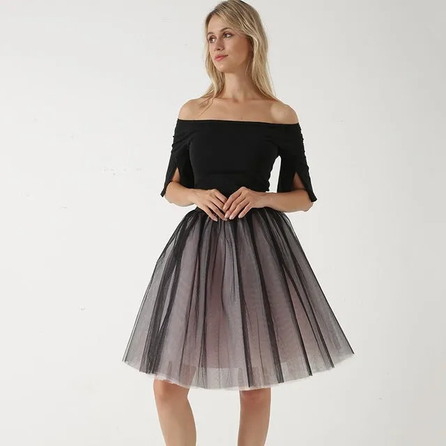 VenusFox Lolita 5 Layers Tulle Bridesmaids Midi Skirt