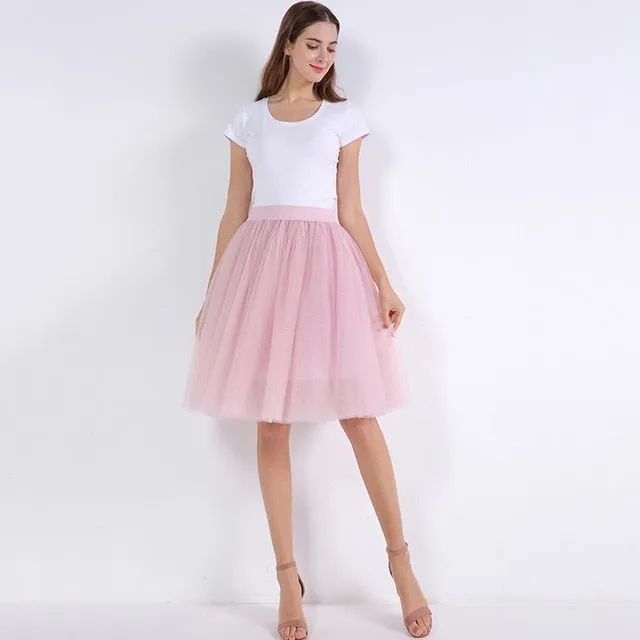 VenusFox Lolita 5 Layers Tulle Bridesmaids Midi Skirt