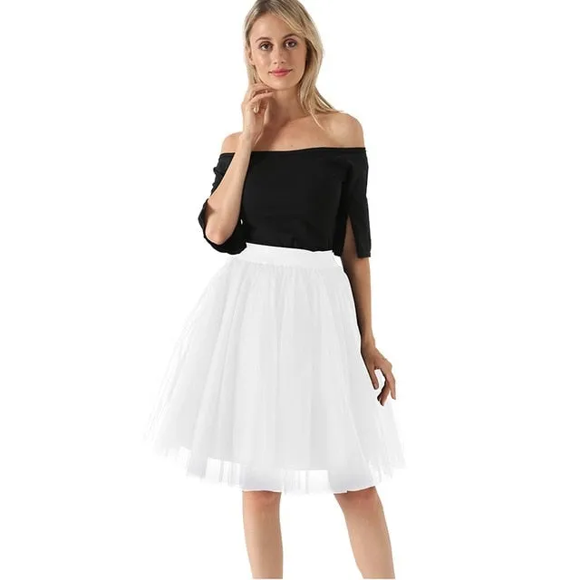 VenusFox Lolita 5 Layers Tulle Bridesmaids Midi Skirt