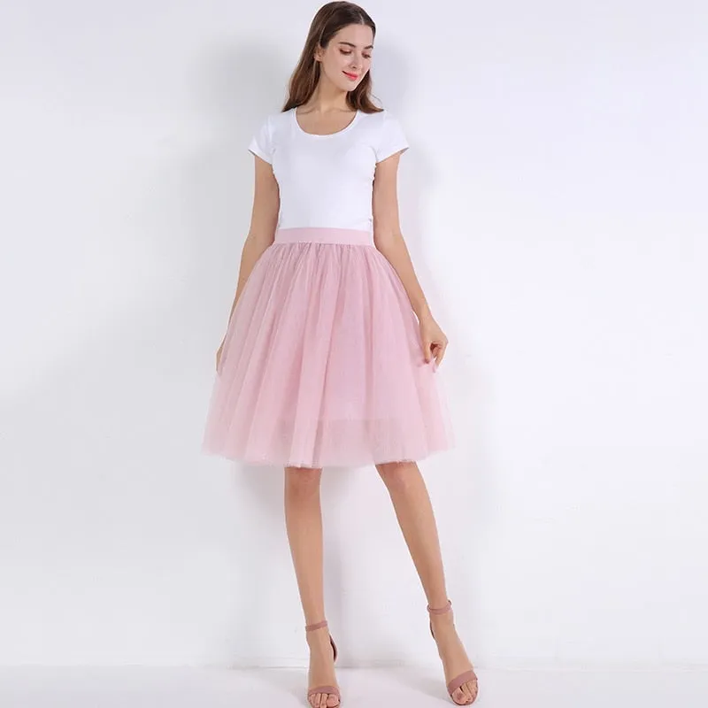 VenusFox Lolita 5 Layers Tulle Bridesmaids Midi Skirt