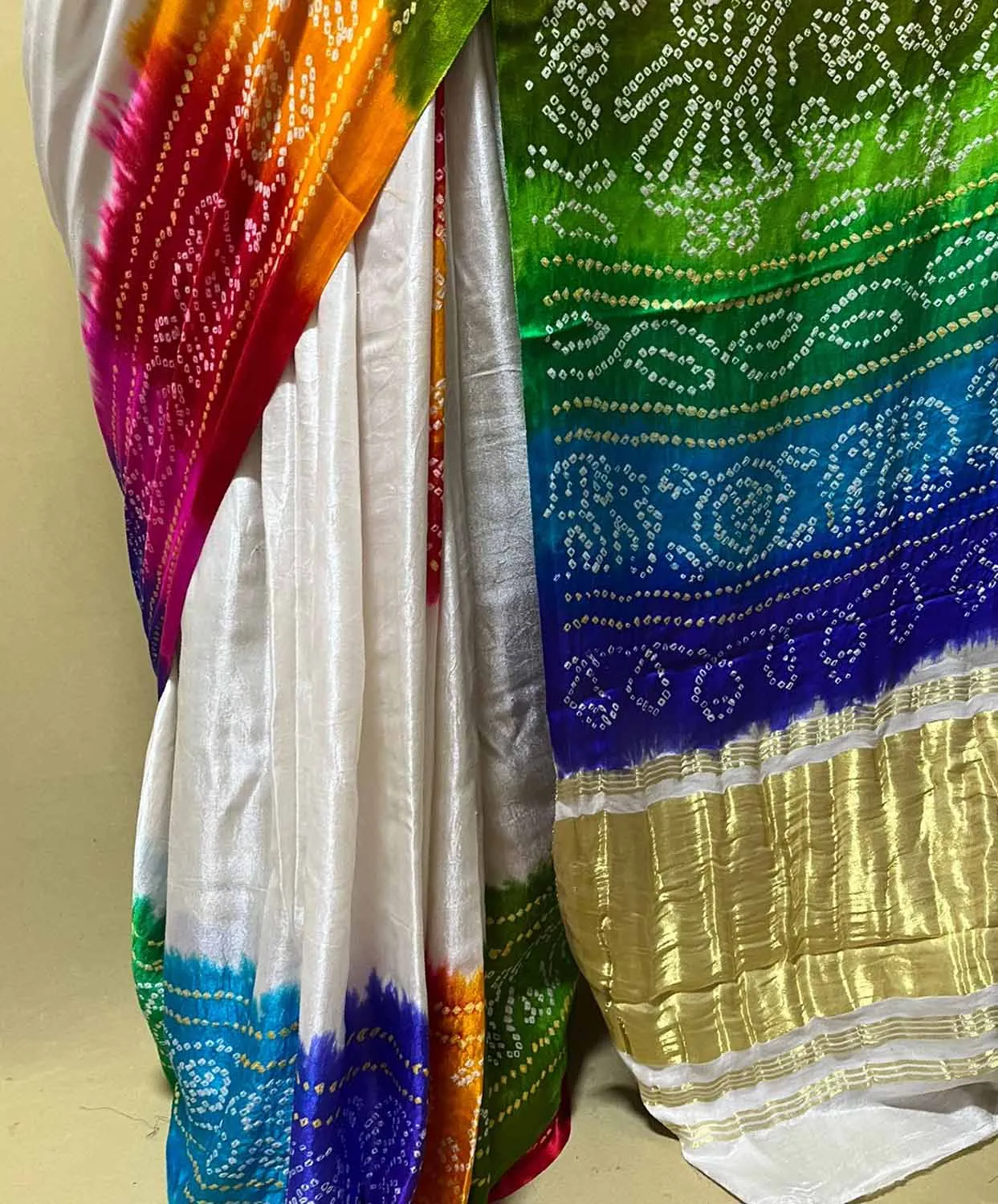 Vibrant Multicolor Bandhani Gajji Silk Saree Collection