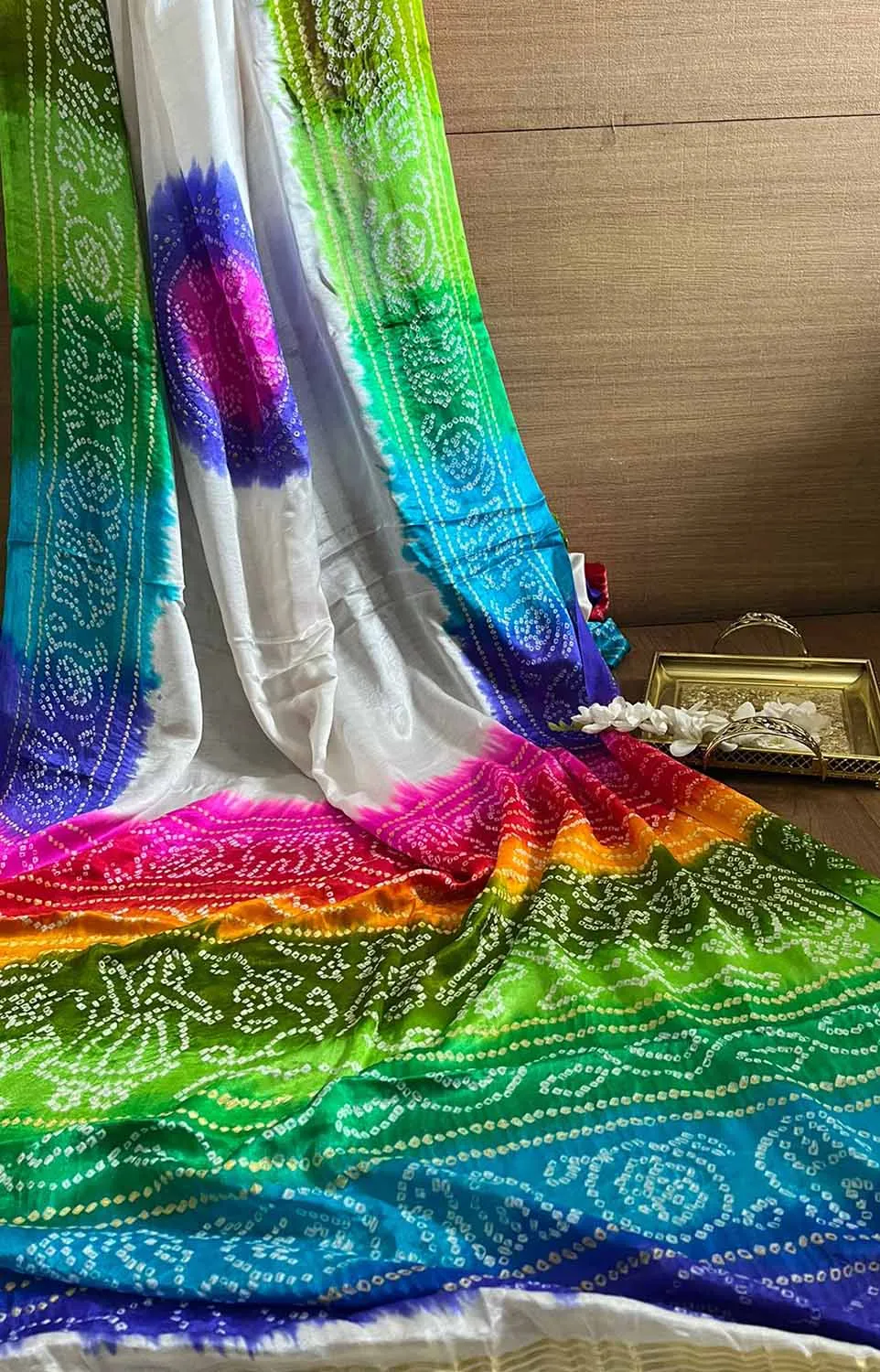 Vibrant Multicolor Bandhani Gajji Silk Saree Collection