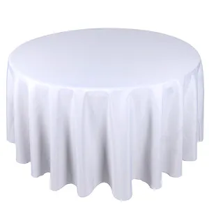 White - 108 Inch Polyester Round Tablecloths