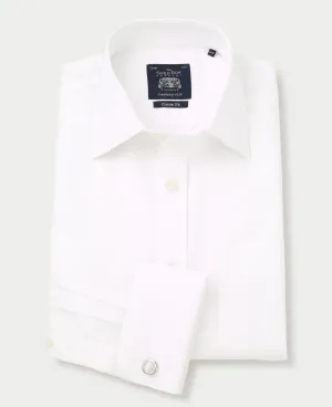 White Herringbone Classic Fit Non-Iron Formal Shirt - Double Cuff