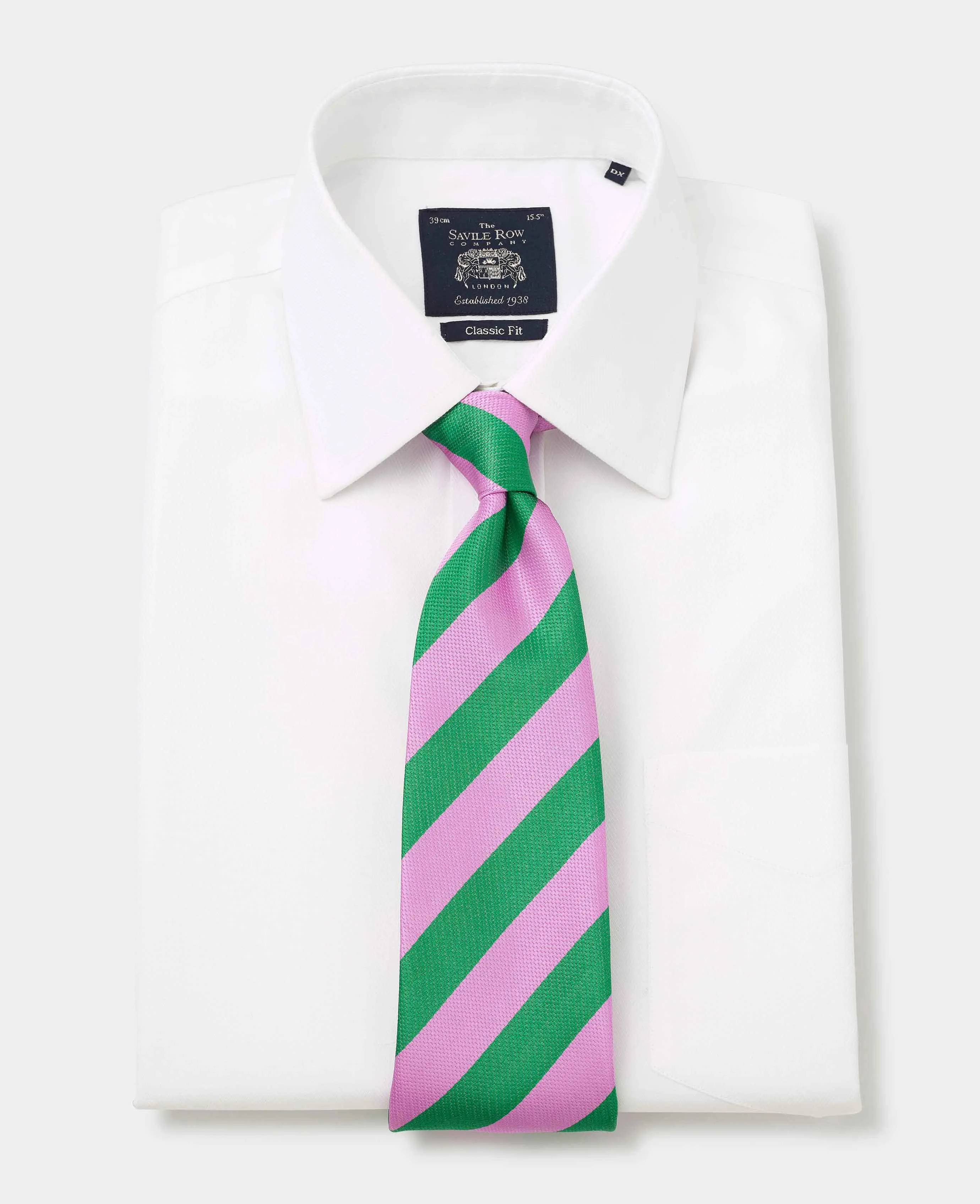 White Herringbone Classic Fit Non-Iron Formal Shirt - Double Cuff