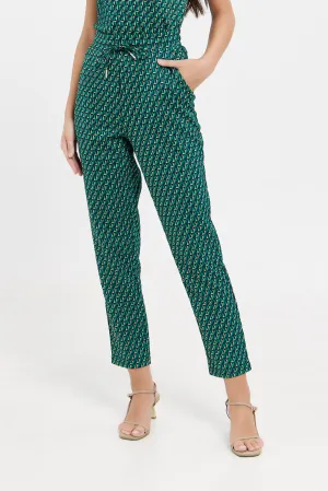 Women Green Printed Jogger