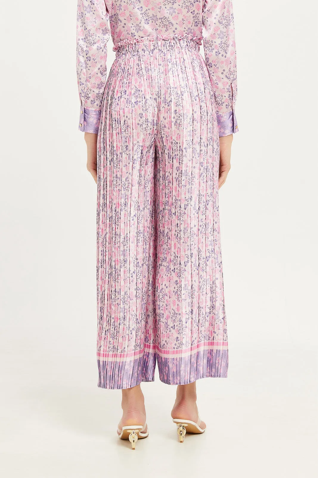 Women Purple Printed Pleated Pants